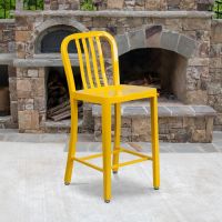 Vertical Slat Back Counter Height Stool - Yellow
