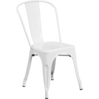 White metal powder coated stack chair
