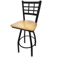 Windowpane Swivel Barstool - Natural Wood Seat