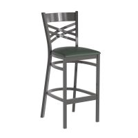 Clear Coat X-Back Metal Barstool - Green Vinyl