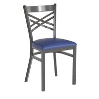 Clear Coat X-Back Metal Chair - Blue Vinyl