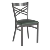 Clear Coat X-Back Metal Chair - Green Vinyl