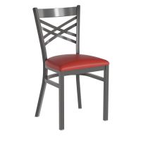 Clear Coat X-Back Metal Chair - Red Vinyl