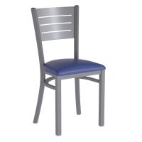 Slatback Metal Frame Chair - Blue Vinyl Seat