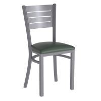 Slatback Metal Frame Chair - Green Vinyl Seat