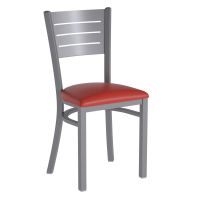 Slatback Metal Frame Chair - Red Vinyl Seat