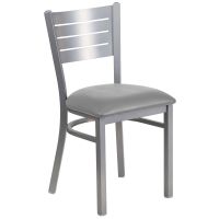 Slatback Metal Frame Chair - Gray Vinyl Seat