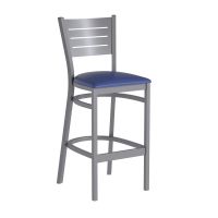 Slatback Metal Frame Barstool - Blue Vinyl Seat