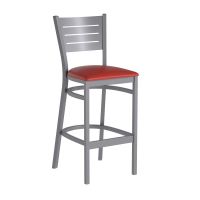 Slatback Metal Frame Barstool - Red Vinyl Seat