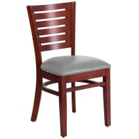 Darby Wood Frame Chair - Mahogany w/Gray Vinyl Seat