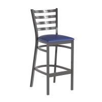 Clear Coat Metal Frame Barstool - Blue Vinyl Seat