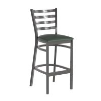 Clear Coat Metal Frame Barstool - Green Vinyl Seat