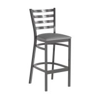 Clear Coat Metal Frame Barstool - Gray Vinyl Seat