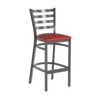 Clear Coat Metal Frame Barstool - Red Vinyl Seat