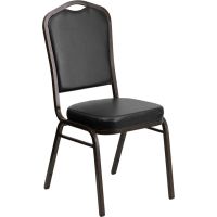 Crown Back Banquet Chair - Black Vinyl w/ Goldvein Frame