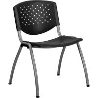 Hercules Perforated Stack Chair - Black w/ Gray Frame