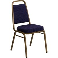 Trapezoidal Back Banquet Chair - Navy Pattern Fabric w/ Gold Frame