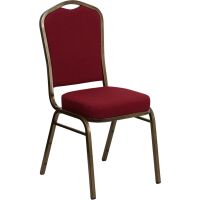 Crown Back Banquet Chair - Burgundy Fabric w/ Goldvein Frame