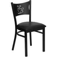 Coffee Back Metal Frame Chair - Black Vinyl Seat