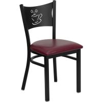 Coffee Back Metal Frame Chair - Burgundy Vinyl Seat