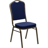 Crown Back Banquet Chair - Navy Dot Fabric w/ Goldvein Frame