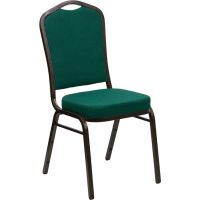 Crown Back Banquet Chair - Green Fabric w/ Goldvein Frame