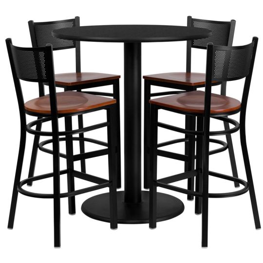 Laminate Table Set 36 Inch Round Dining, Bar Stool Seat Height 36 Inches