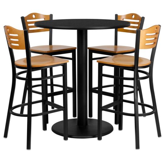 Laminate Table Set 36 Round Bar Height, Round Bar Tables And Chairs
